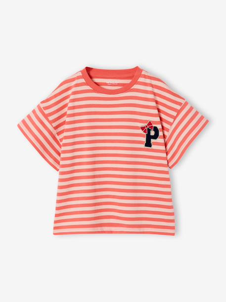 T-shirt fille fantaisie corail+marine - vertbaudet enfant 