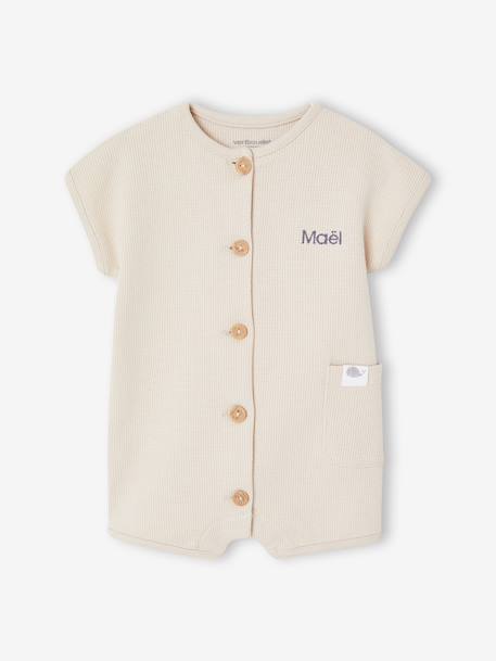 Combinaison bébé maille nid d’abeille personnalisable argile - vertbaudet enfant 