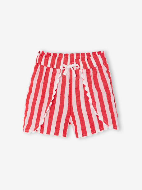 Short voor meisjes in seersucker rood, gestreept - vertbaudet enfant 
