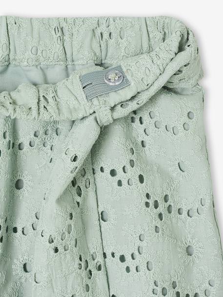 Pantalon large fille en broderie anglaise vert sauge - vertbaudet enfant 