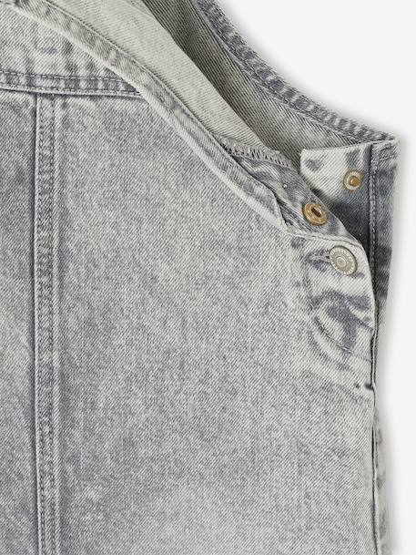 Wijde salopet van jeans voor meisjes denimgrijs+middenblauw+stone+zwart denim - vertbaudet enfant 