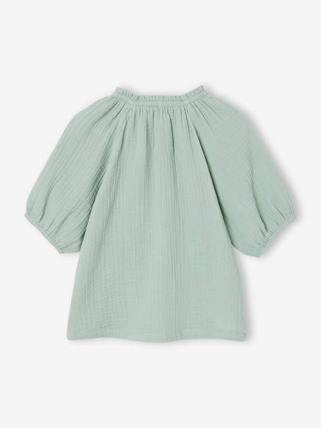 Blouse fille en gaze de coton écru+vanille+vert sauge - vertbaudet enfant 