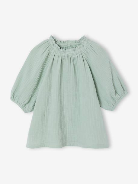Blouse fille en gaze de coton écru+vanille+vert sauge - vertbaudet enfant 
