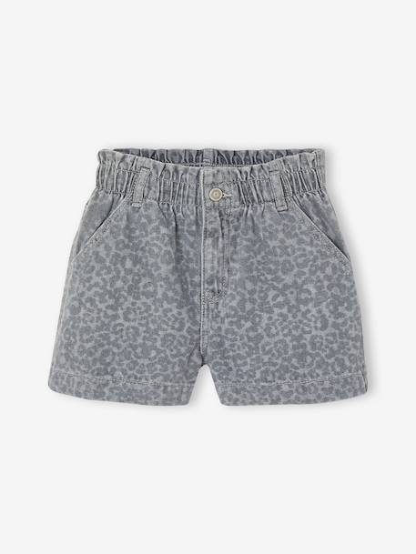 Short fille denim à motifs bleu clair+gris - vertbaudet enfant 