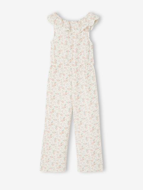 Fille-Salopette, combinaison-Combinaison pantalon fille à fleurs