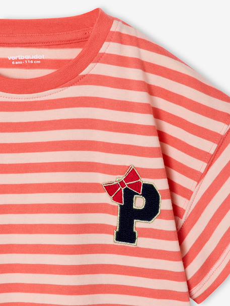 T-shirt fille fantaisie corail+marine - vertbaudet enfant 
