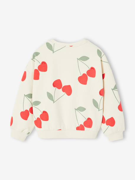 Sweat fille motifs fantaisie beige imprimé+blanc imprimé+rose+vanille - vertbaudet enfant 