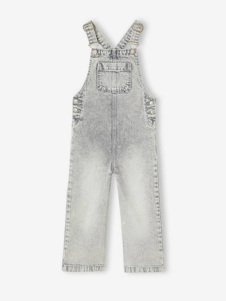 Wijde salopet van jeans voor meisjes denimgrijs+middenblauw+stone+zwart denim - vertbaudet enfant 