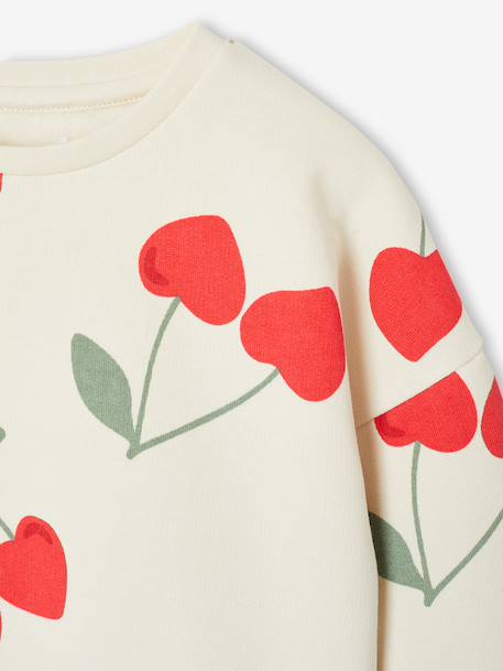 Sweat fille motifs fantaisie beige imprimé+blanc imprimé+rose+vanille - vertbaudet enfant 