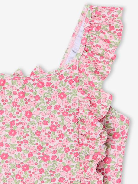 Maillot de bain fille à fleurs rose pâle - vertbaudet enfant 
