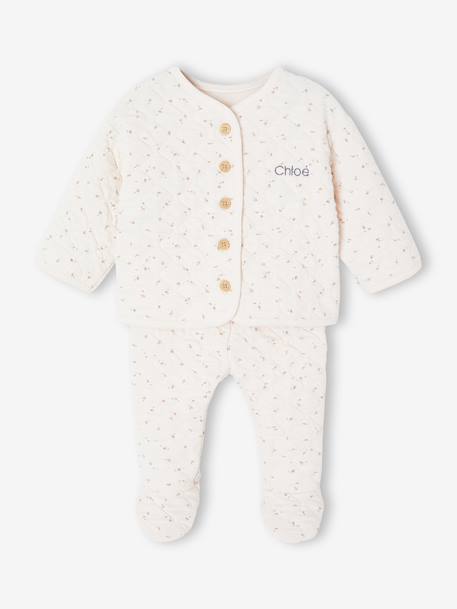 Gewatteerde babyset blauwgroen+rozen - vertbaudet enfant 