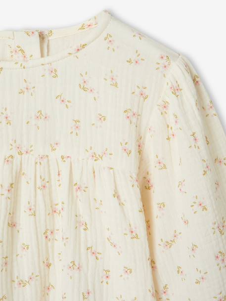 Chemise fille imprimée en gaze de coton écru - vertbaudet enfant 