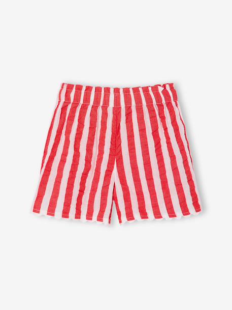 Short fille en seersucker rayé rouge - vertbaudet enfant 
