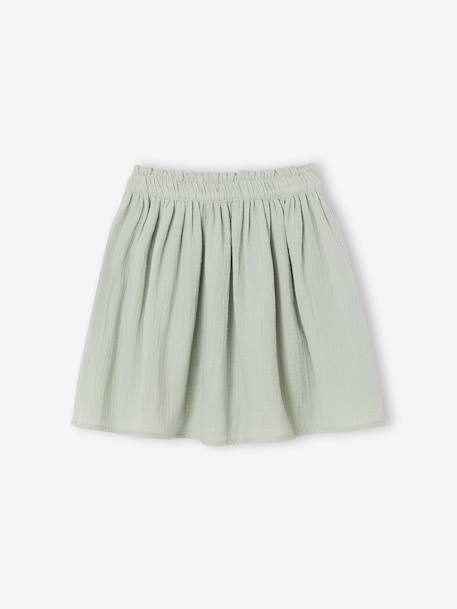 Jupe fille en gaze de coton beige+bleu grisé+rose+vert sauge+vieux rose+violet - vertbaudet enfant 