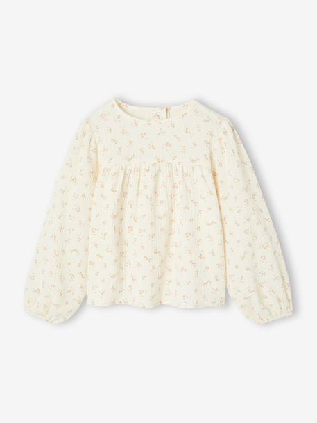 Chemise fille imprimée en gaze de coton écru - vertbaudet enfant 