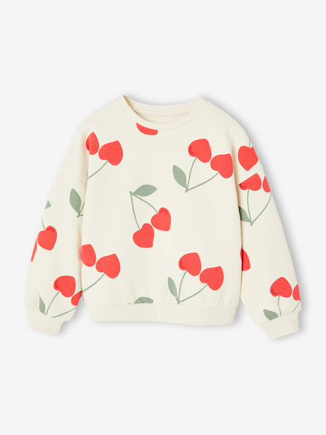 Sweat fille motifs fantaisie beige imprimé+blanc imprimé+rose+vanille - vertbaudet enfant 