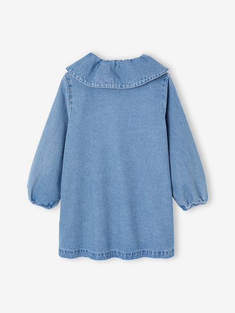 Robe fille en denim col volanté bleu moyen - vertbaudet enfant 