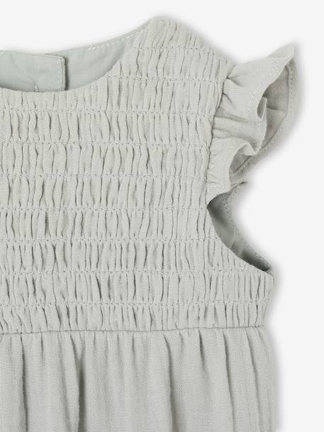 Barboteuse bébé fille en gaze de coton vert sauge - vertbaudet enfant 