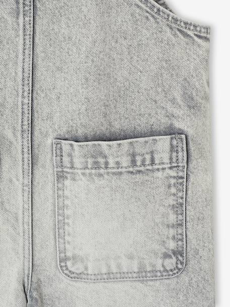 Wijde salopet van jeans voor meisjes denimgrijs+middenblauw+stone+zwart denim - vertbaudet enfant 