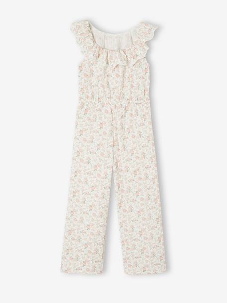 Combinaison pantalon fille à fleurs rose pâle - vertbaudet enfant 