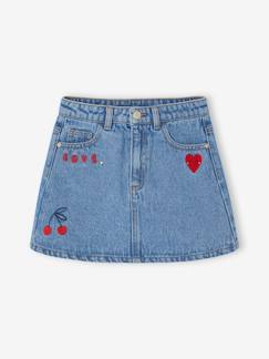 -Jupe fille en jean avec broderie