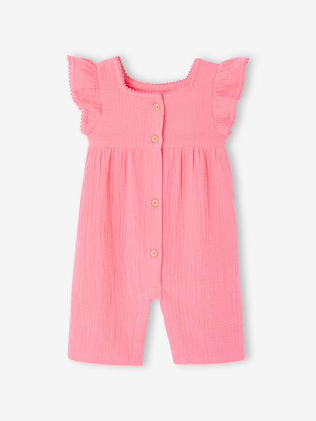 Combinaison bébé fille en gaze de coton rose - vertbaudet enfant 