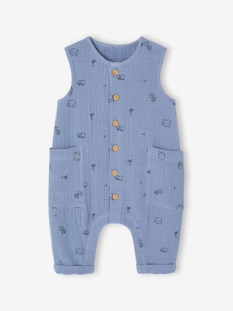 Combinaison en gaze de coton naissance bleu+écru+vert sauge - vertbaudet enfant 