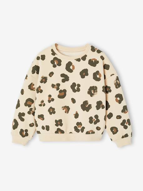 Sweat fille motifs fantaisie beige imprimé+blanc imprimé+rose+vanille - vertbaudet enfant 