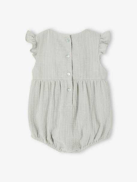 Barboteuse bébé fille en gaze de coton vert sauge - vertbaudet enfant 