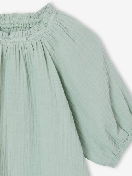 Blouse fille en gaze de coton écru+vanille+vert sauge - vertbaudet enfant 