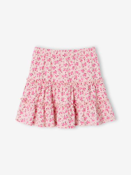 Jupe short fille en jersey écru+rose pâle - vertbaudet enfant 