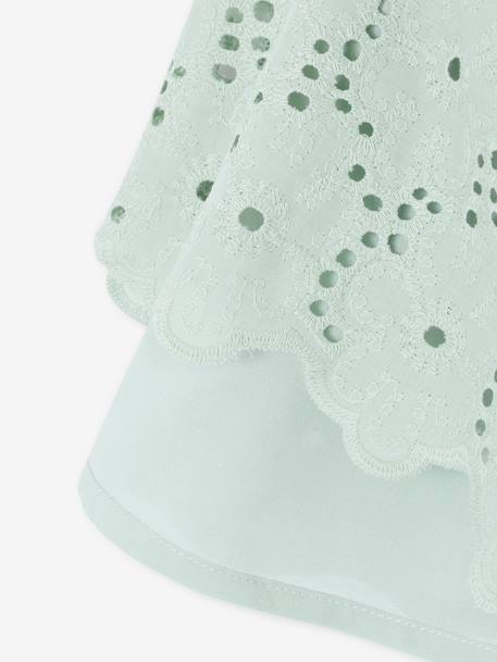 Jupe fille en broderie anglaise vert sauge - vertbaudet enfant 