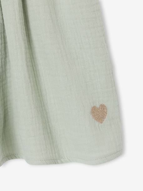 Jupe fille en gaze de coton beige+bleu grisé+rose+vert sauge+vieux rose+violet - vertbaudet enfant 