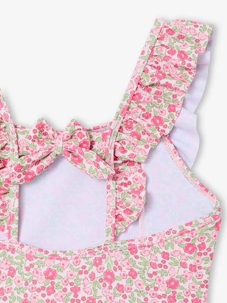 Maillot de bain fille à fleurs rose pâle - vertbaudet enfant 