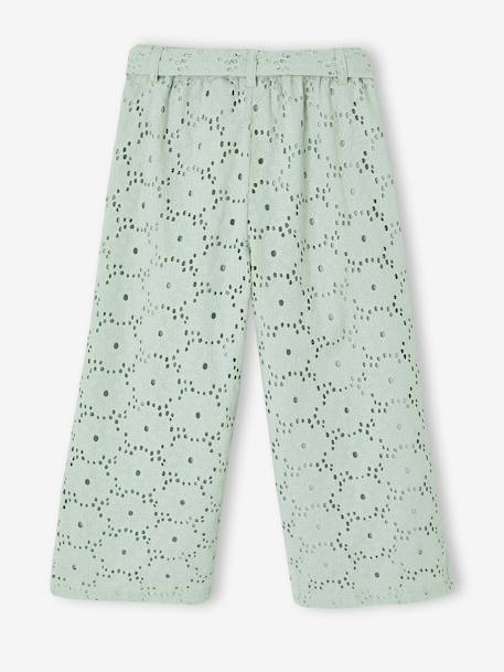 Pantalon large fille en broderie anglaise vert sauge - vertbaudet enfant 
