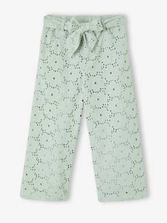 -Pantalon large fille en broderie anglaise