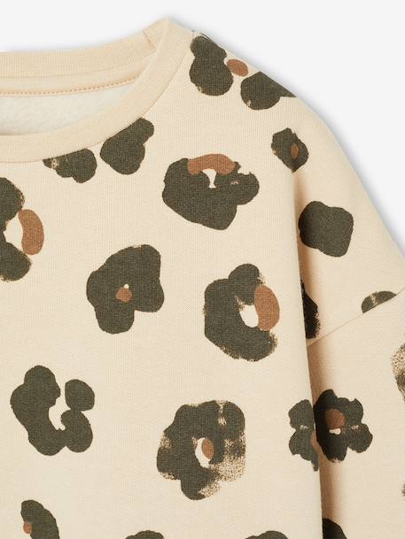 Sweat fille motifs fantaisie beige imprimé+blanc imprimé+rose+vanille - vertbaudet enfant 