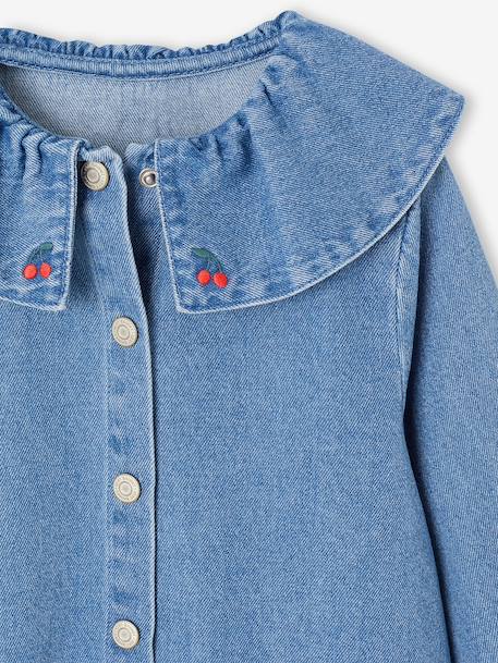 Robe fille en denim col volanté bleu moyen - vertbaudet enfant 