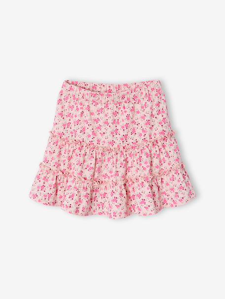 Jupe short fille en jersey écru+rose pâle - vertbaudet enfant 
