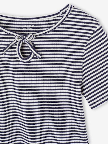 T shirt fille noeud fantaisie jaune+rayé bleu - vertbaudet enfant 