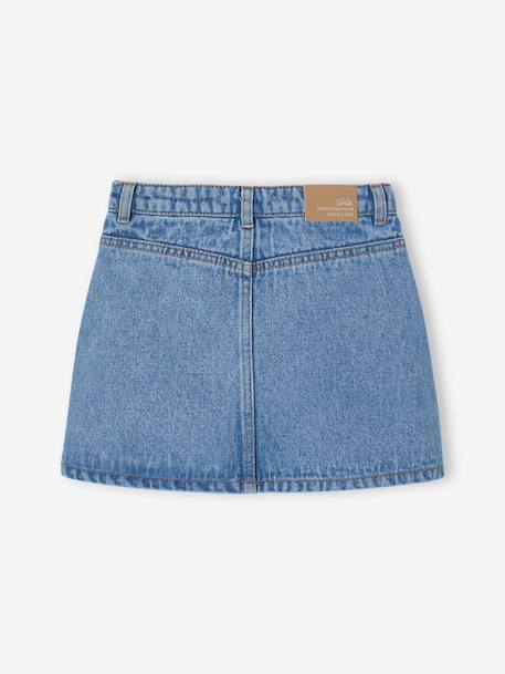 Jupe fille en jean avec broderie bleu moyen - vertbaudet enfant 