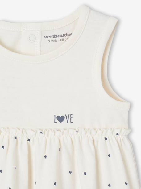 Jurk met bijpassende haarband babymeisje beige+donkergroen met print+roze (poederkleur) - vertbaudet enfant 