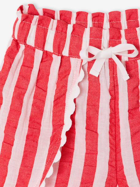 Short fille en seersucker rayé rouge - vertbaudet enfant 