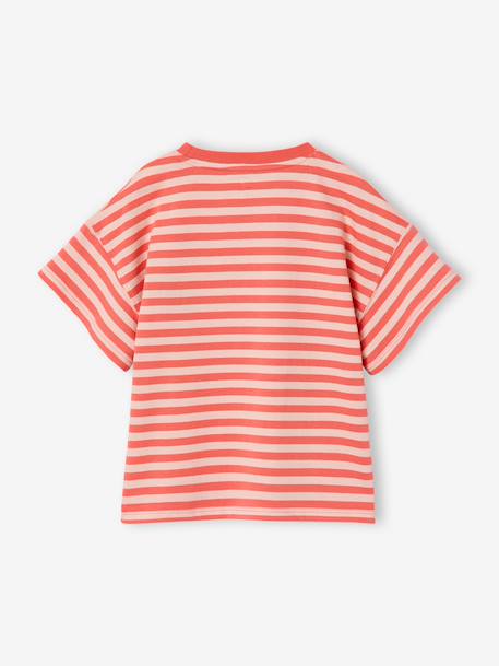 T-shirt voor meisjes met print koraal+marineblauw - vertbaudet enfant 
