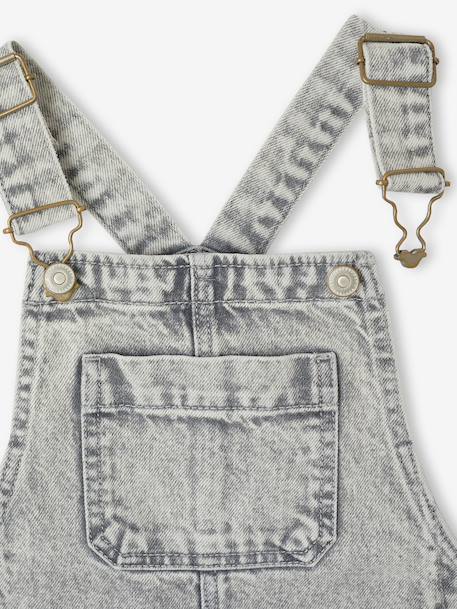 Wijde salopet van jeans voor meisjes denimgrijs+middenblauw+stone+zwart denim - vertbaudet enfant 