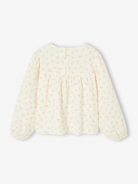 Chemise fille imprimée en gaze de coton écru - vertbaudet enfant 