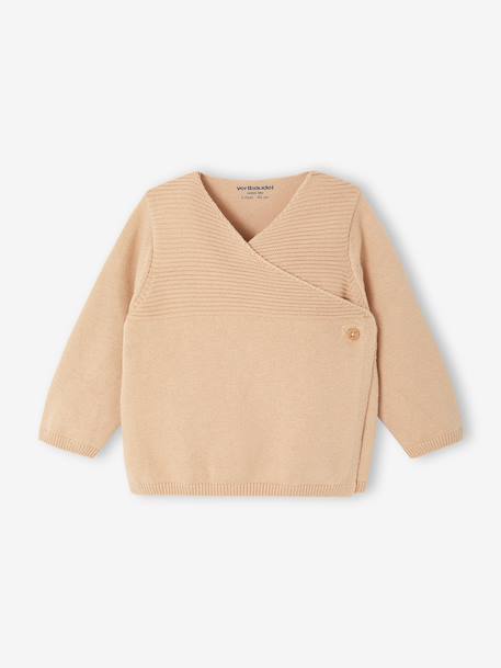 Brassière naissance fille en tricot beige+bleu jean+ECRU - vertbaudet enfant 