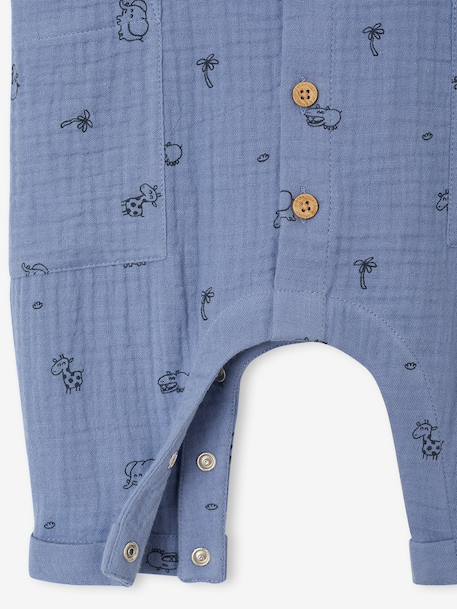 Combinaison en gaze de coton naissance bleu+écru+vert sauge - vertbaudet enfant 