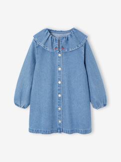 -Denim jurk voor meisjes met ruches