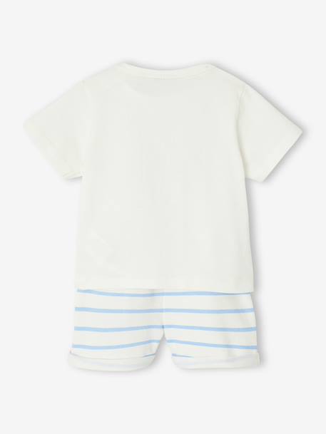 Ensemble bébé t-shirt et short Snoopy rayé bleu - vertbaudet enfant 